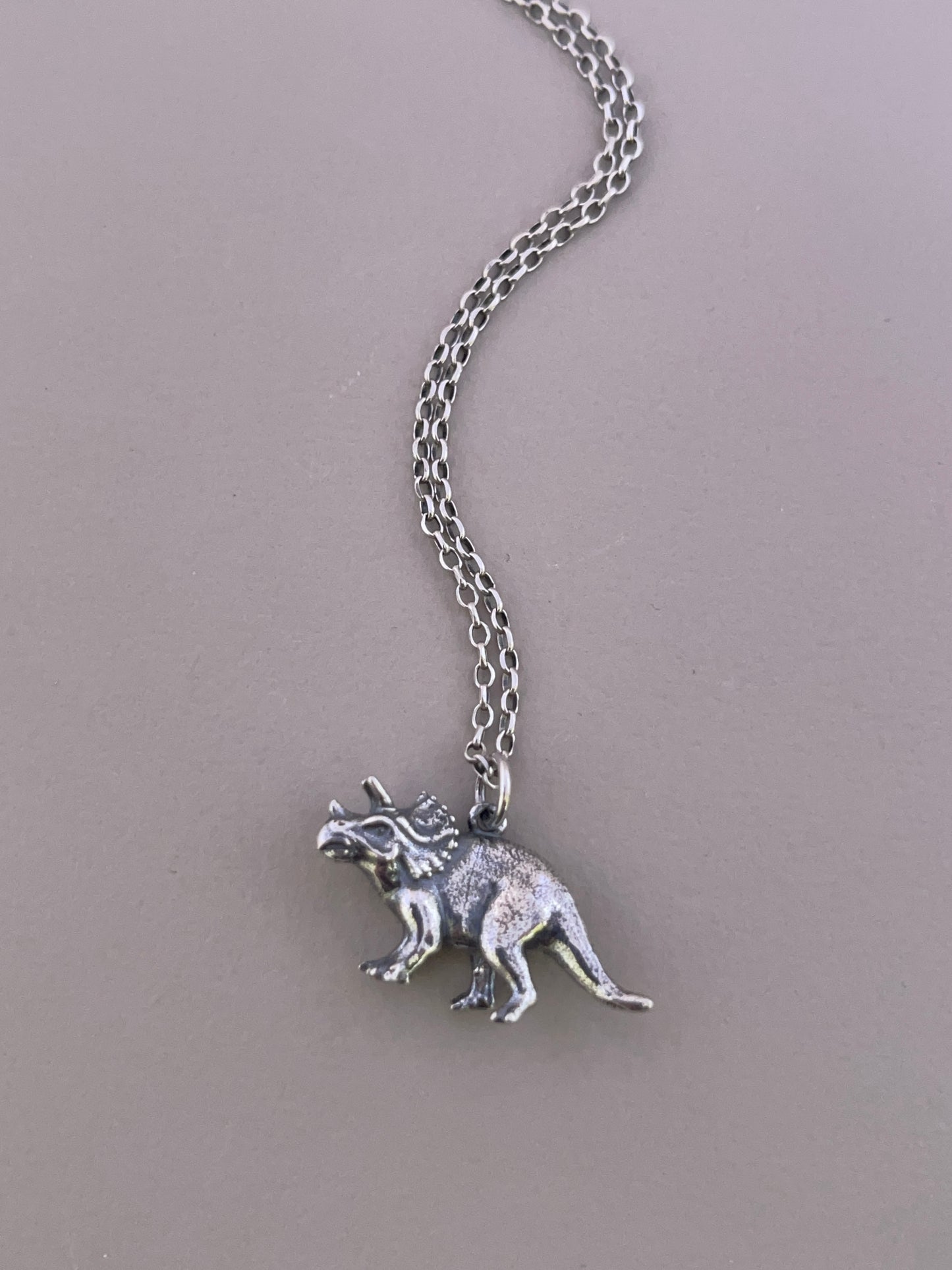 Silver Triceratops Pendant