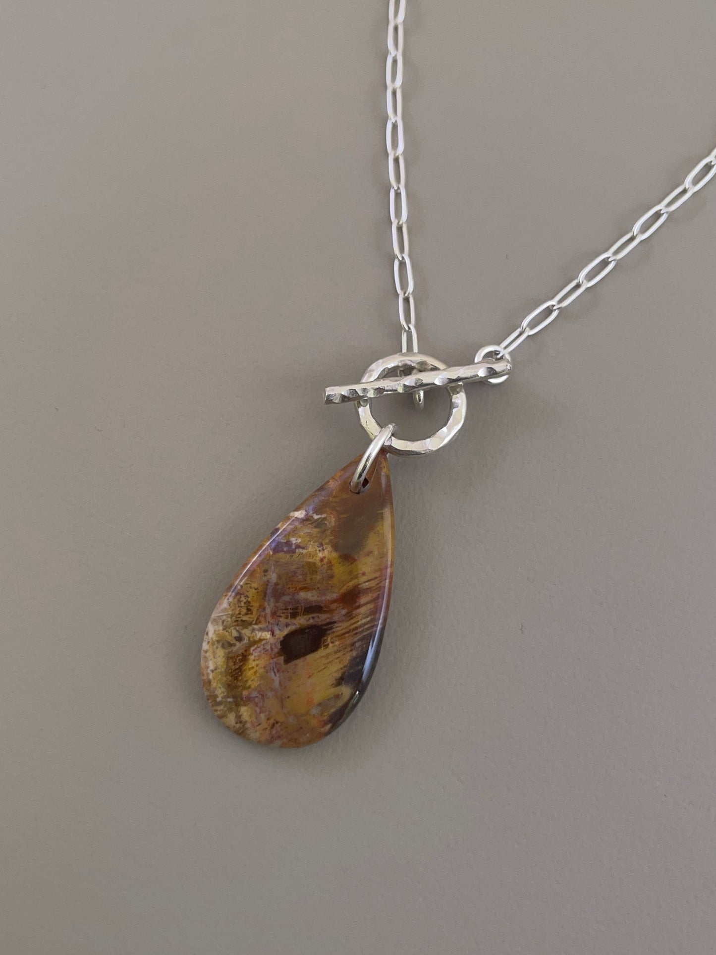 Petrified Wood Drop Necklace - 01