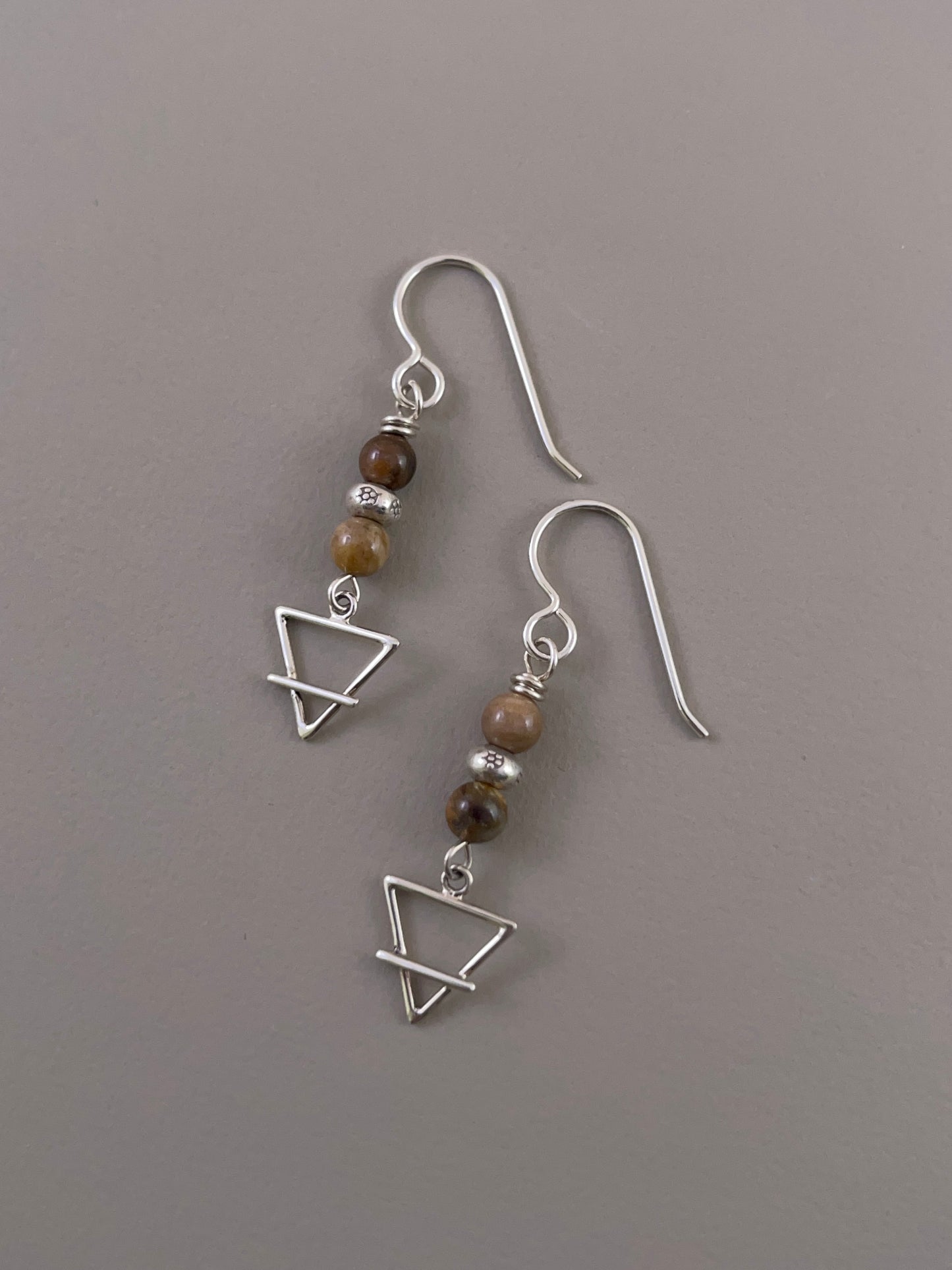 Petrified Wood Earth Charm Earrings