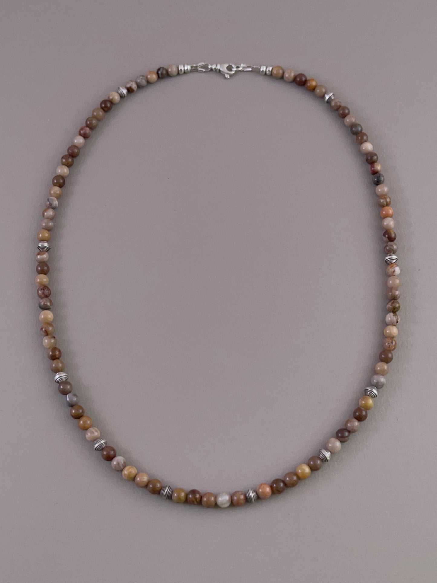 Petrified Wood Spiral Bead Necklace