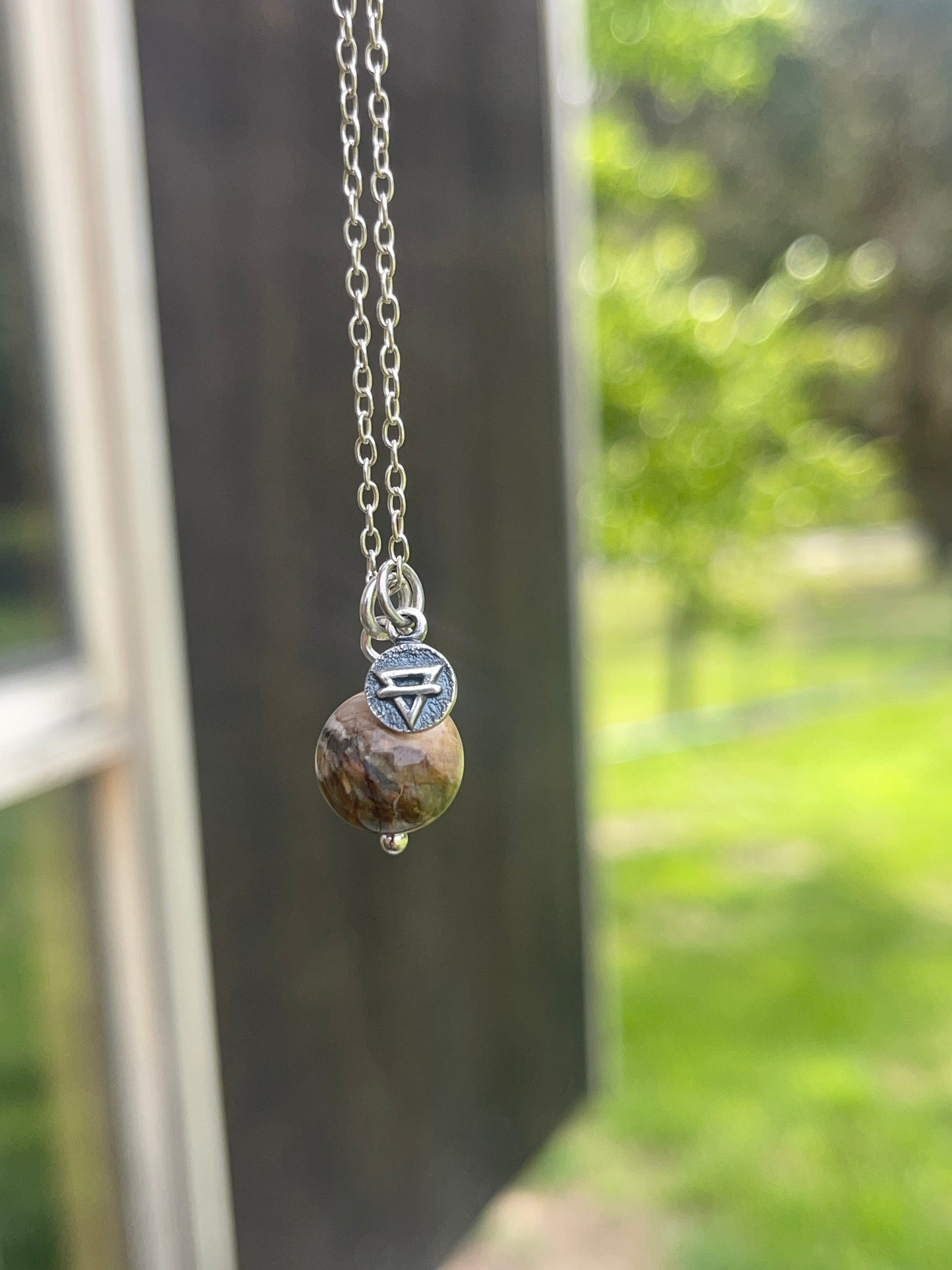 Petrified Wood Earth Charm Necklace