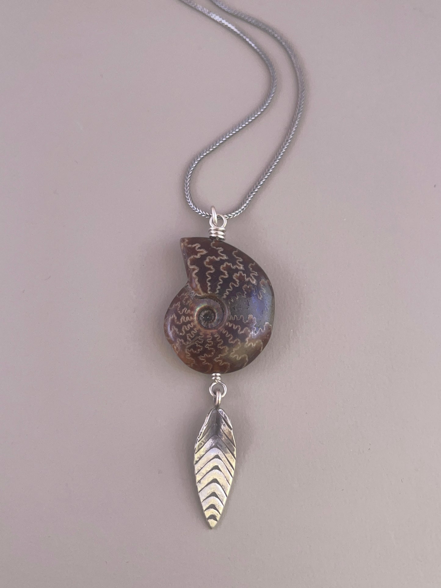 Ammonite Leaf Necklace - 01
