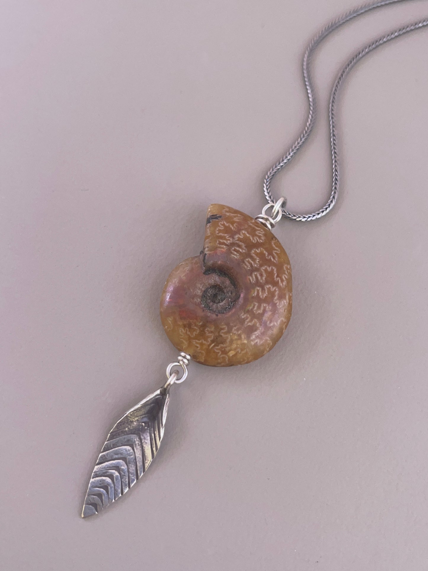 Ammonite Leaf Necklace - 02