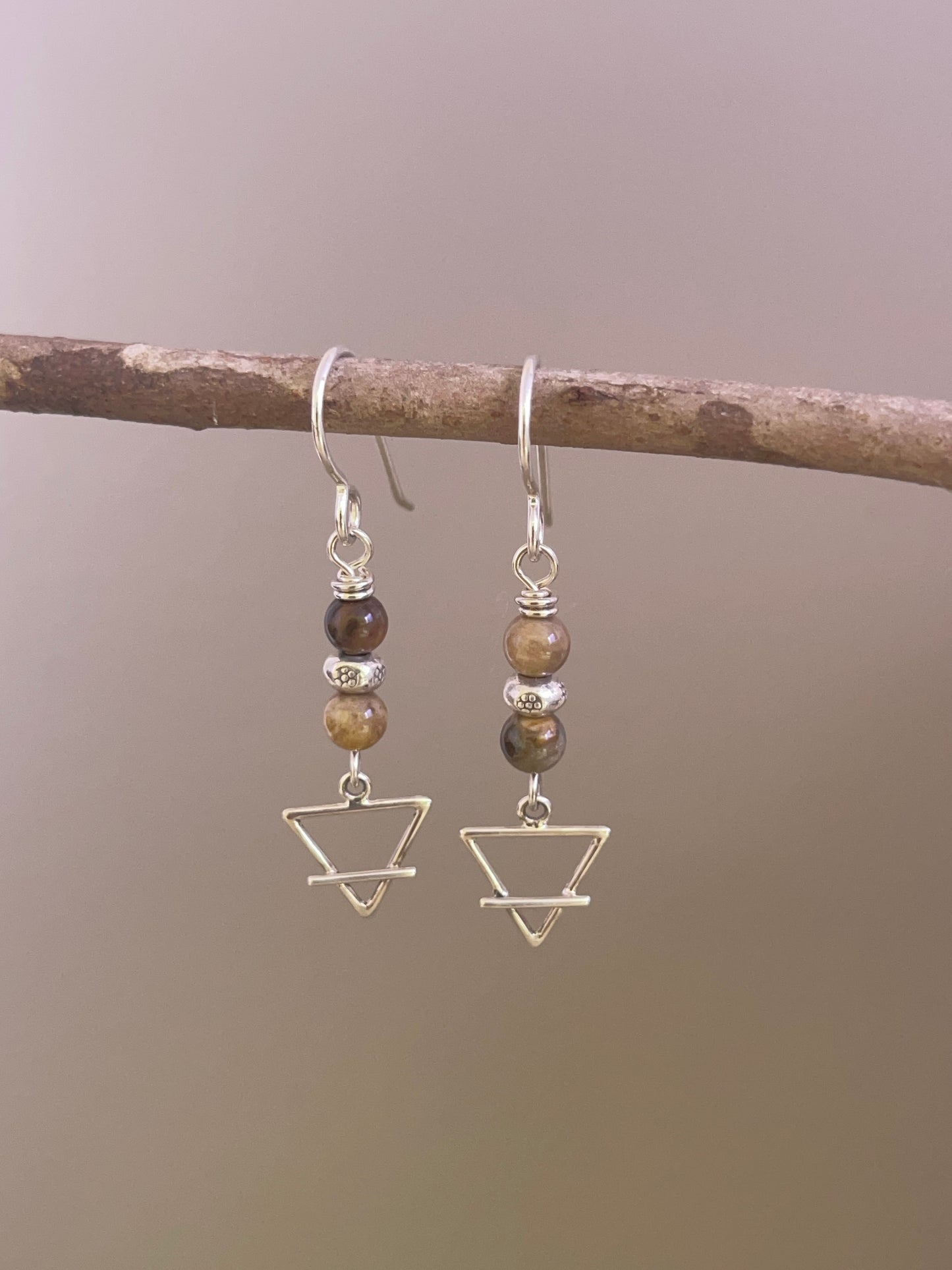 Petrified Wood Earth Charm Earrings
