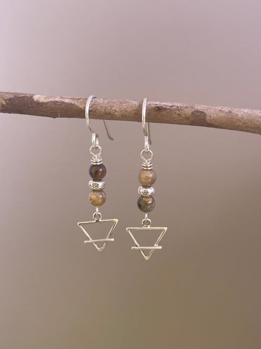 Petrified Wood Earth Charm Earrings