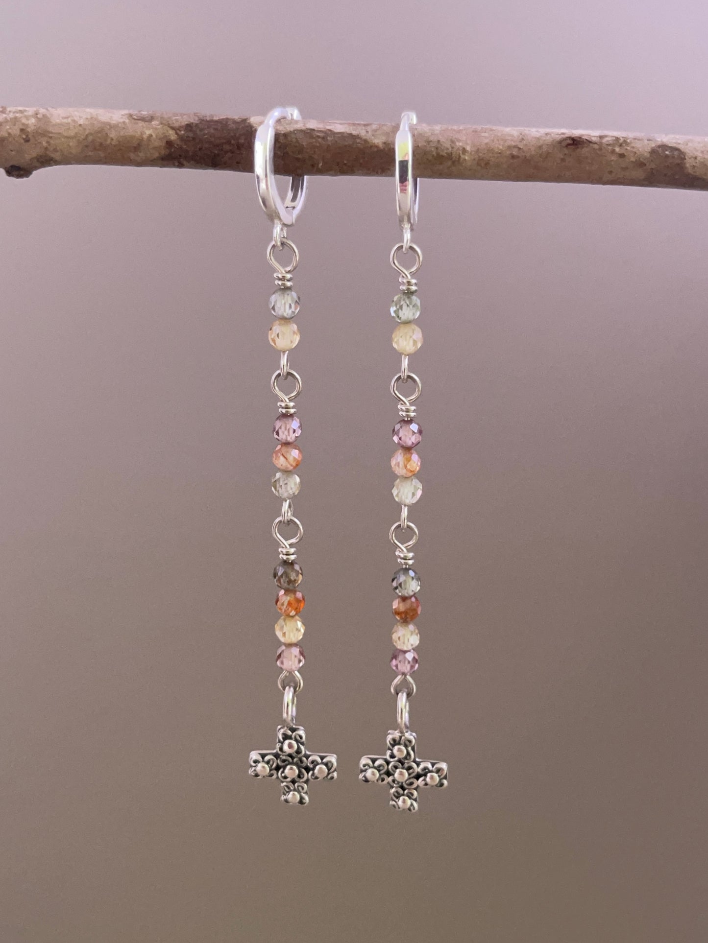 Zircon Cross Earrings