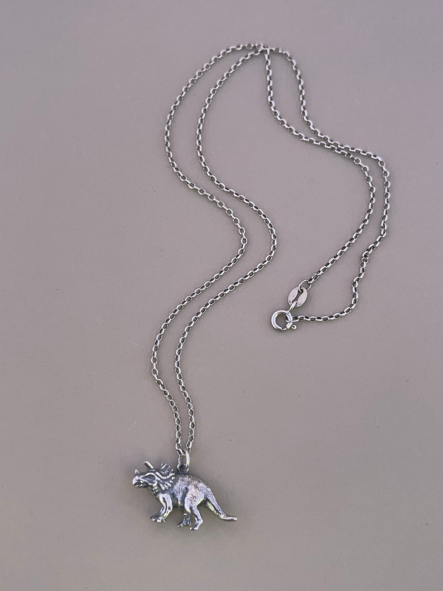 Silver Triceratops Pendant