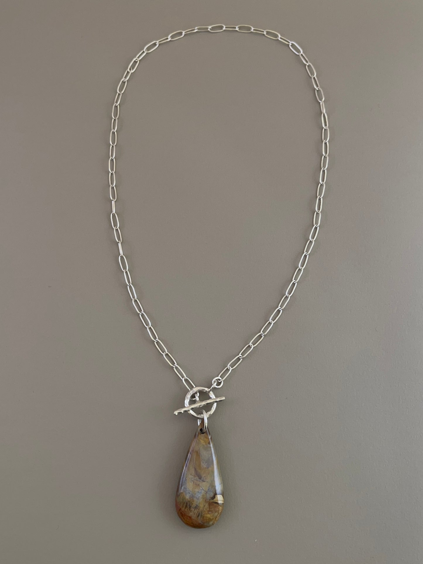 Petrified Wood Drop Necklace - 03