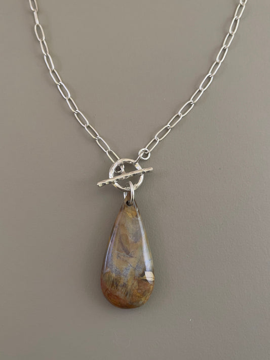Petrified Wood Drop Necklace - 03