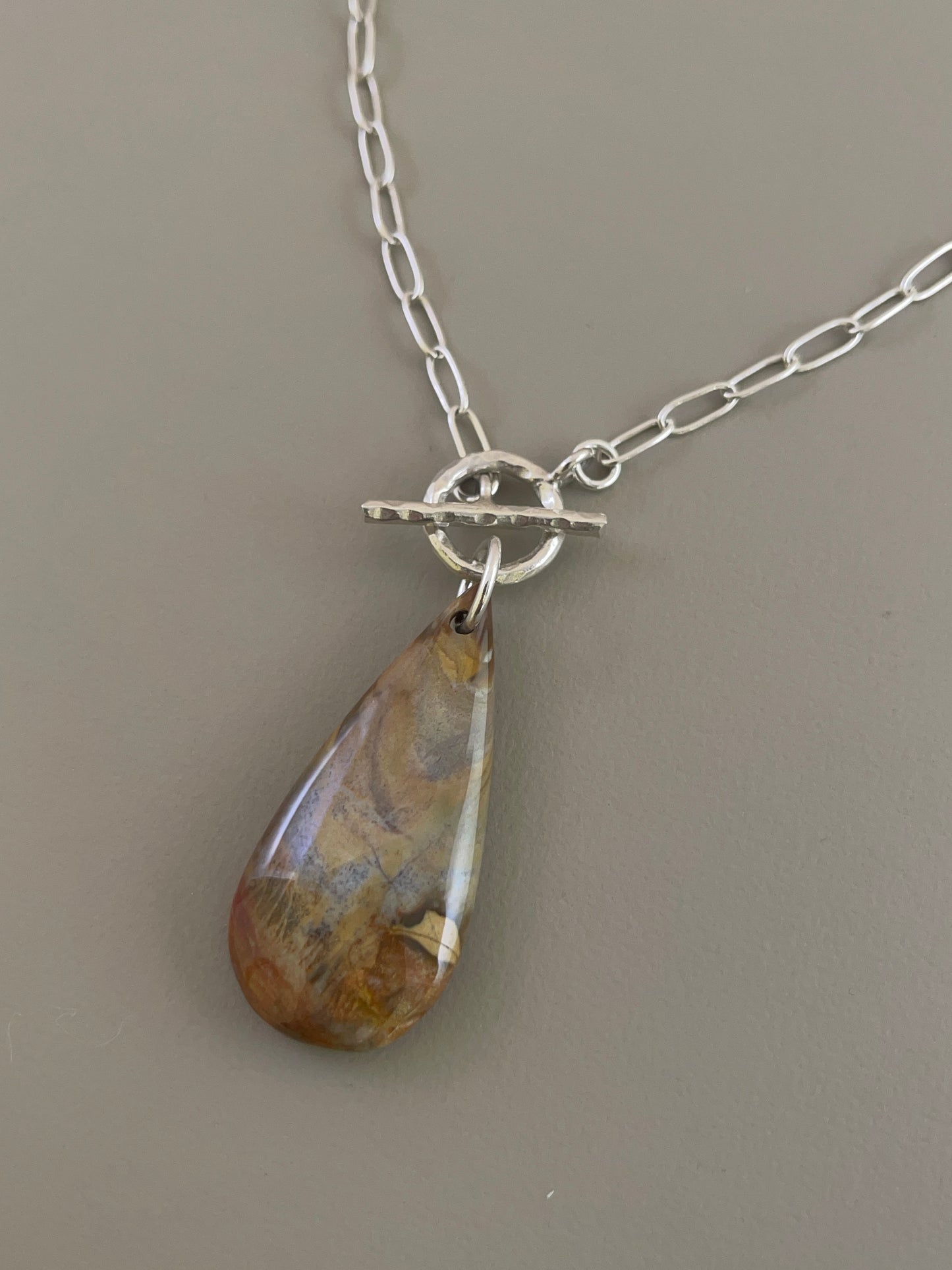 Petrified Wood Drop Necklace - 03