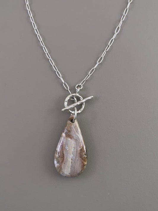 Petrified Wood Drop Necklace - 02