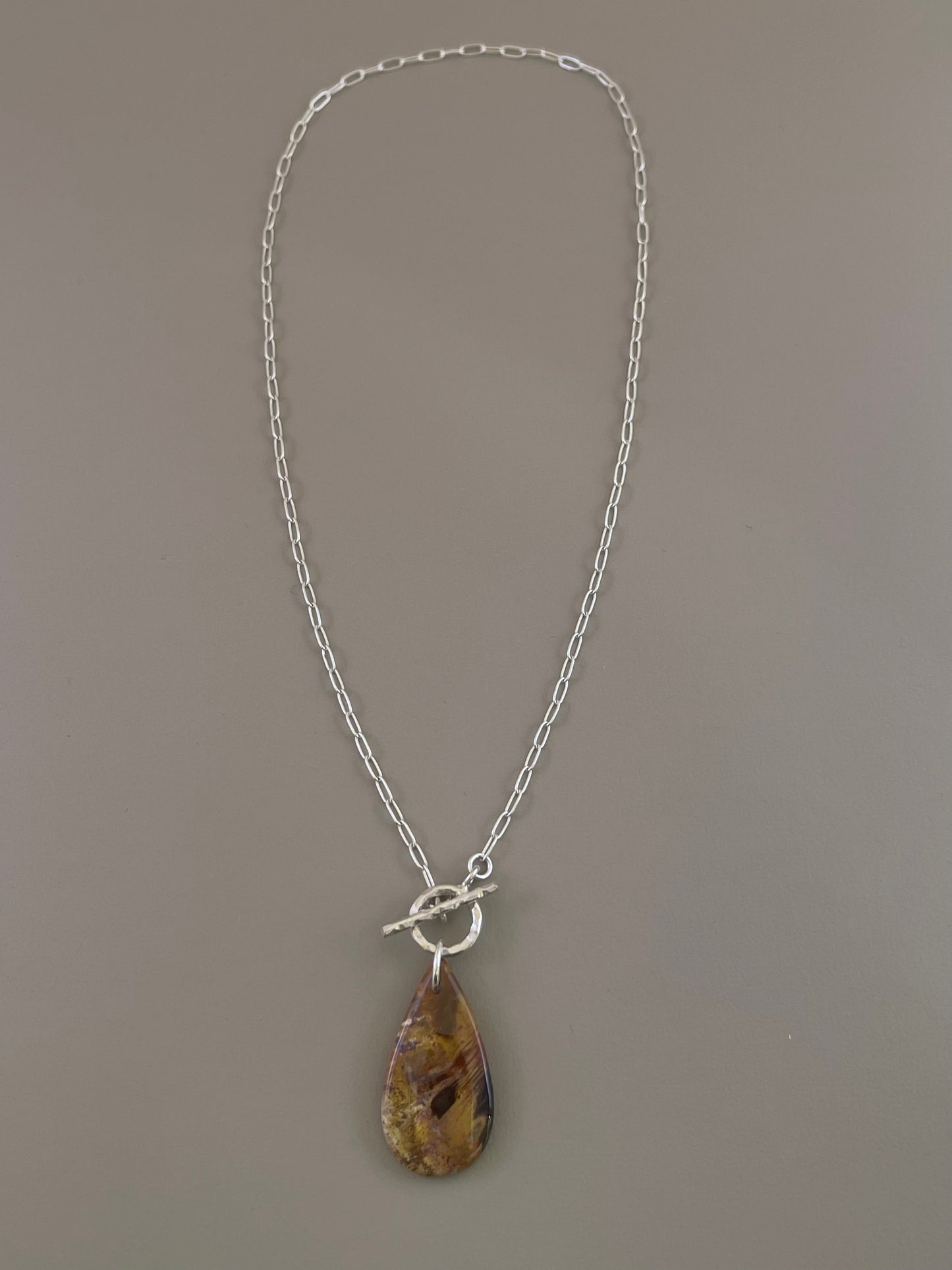 Petrified Wood Drop Necklace - 01