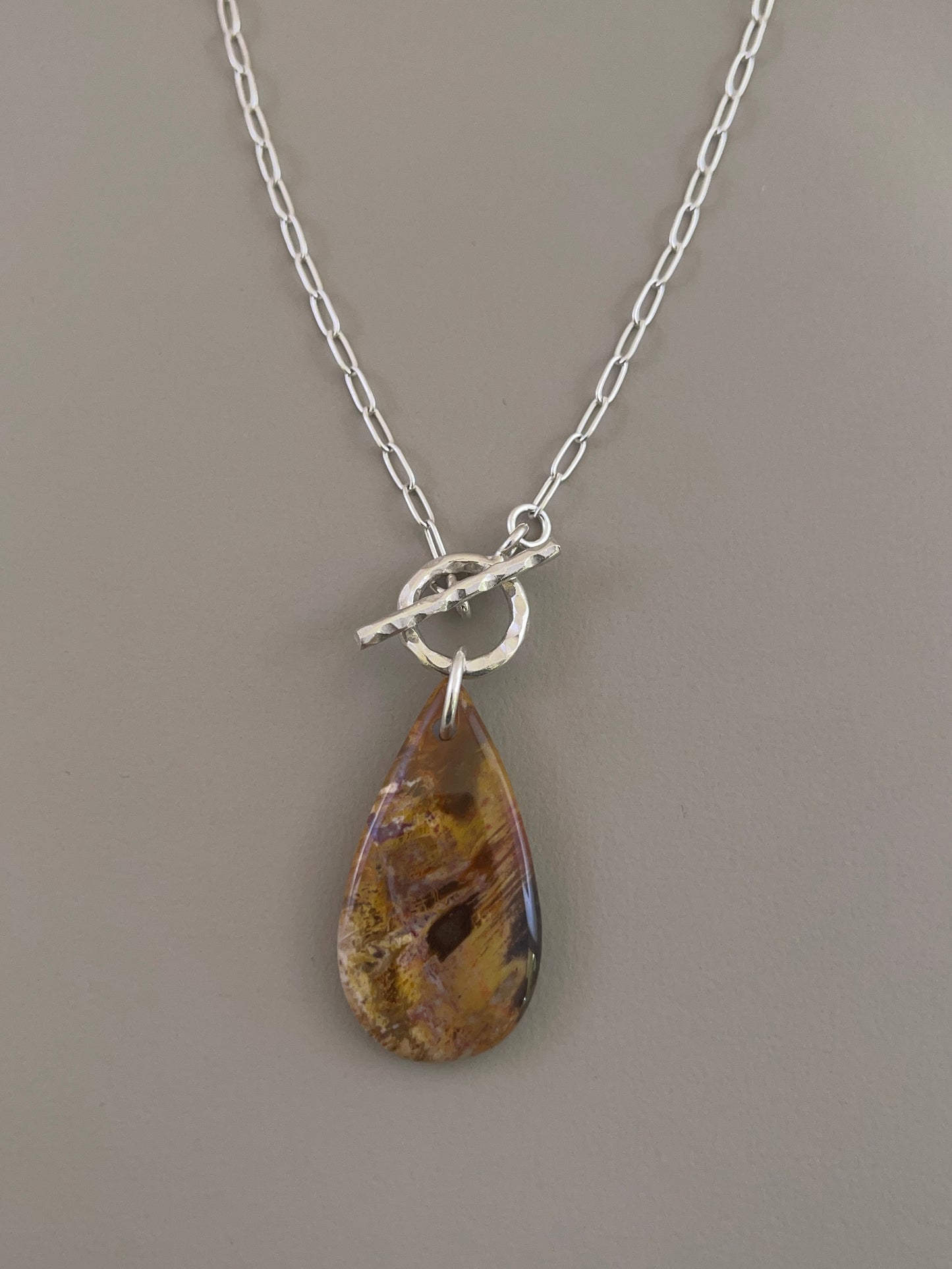 Petrified Wood Drop Necklace - 01