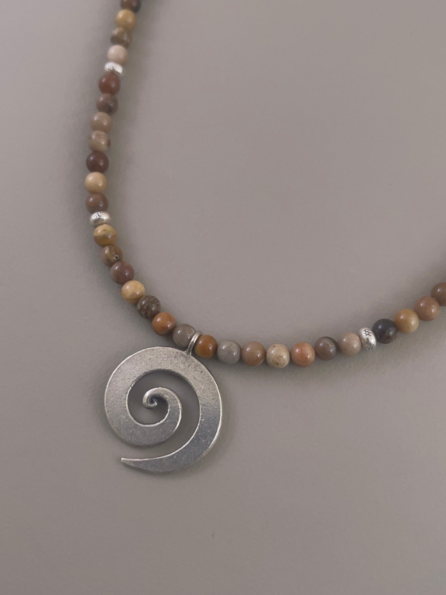 Petrified Wood Spiral Necklace